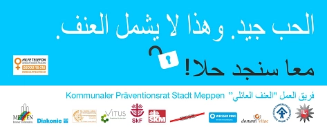 Banner-Aktion Häusliche Gewalt in Arabisch © KPR Meppen