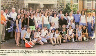 Besuch der Jugendchöre Arabeska und Cantilena Ostroleka Juli 1999 © Stadt Meppen