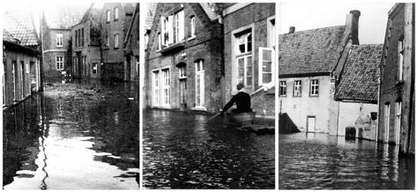 Bild vom Hochwasser 1946 in der Meppener Altstadt
