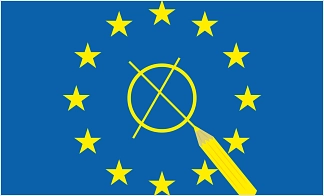 Europaflagge, Wahlkreuz in der Mitte
