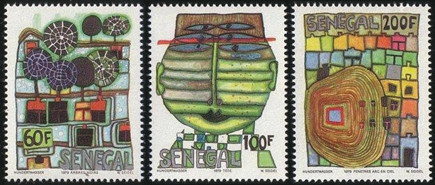 Hundertwassers Briefmarken für Senegal © Galerie-F Extra Max
