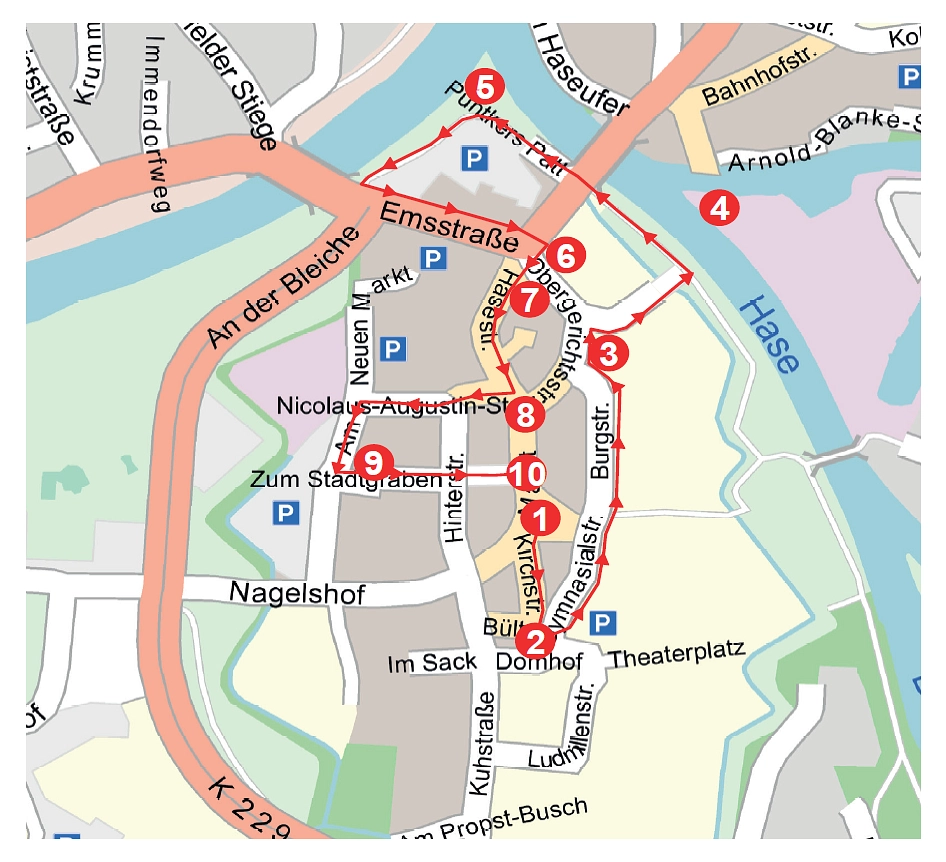 Lageplan der Alltagsmenschen Figuren in Meppen © Stadt Meppen