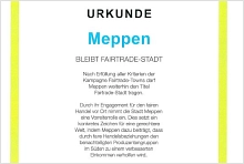 Die Stadt Meppen darf für weitere zwei Jahre den Titel Fairtrade-Stadt tragen