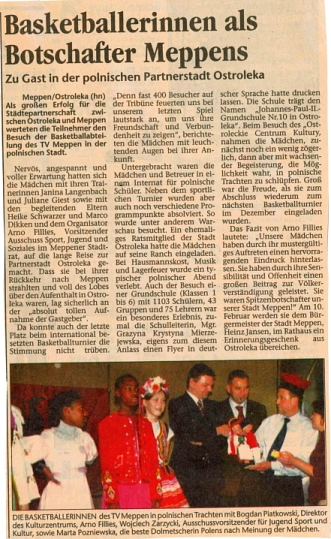 Pressebericht MT - Meppener Basketballerinnen in Ostroleka 2004